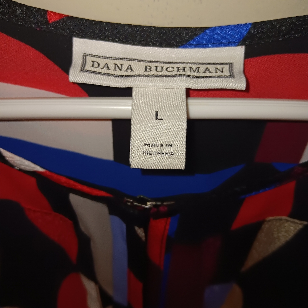 Dana Buchman Size L Pink Blue Beige Wine Black Gray Stylish Top Blouse Women - Picture 3 of 3